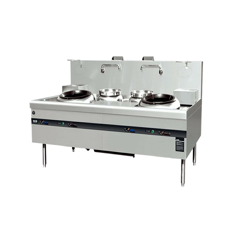 How can the burner design of a gas-environmentally friendly double-head double-tail frying stove improve thermal efficiency?